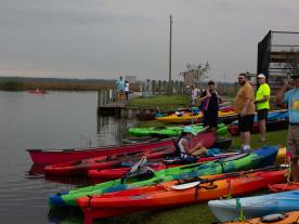 Kayaks launching
