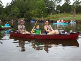 Family in a canoe